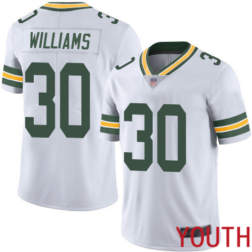 Green Bay Packers Limited White Youth #30 Williams Jamaal Road Jersey Nike NFL Vapor Untouchable->youth nfl jersey->Youth Jersey